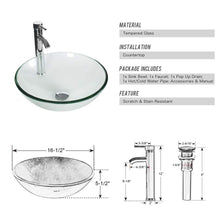 Load image into Gallery viewer, Save on 24 bathroom vanity and sink combo stand cabinet mdf board cabinet tempered glass vessel sink round clear sink bowl 1 5 gpm water save chrome faucet solid brass pop up drain w mirror