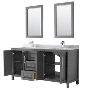 Discover the best wyndham collection daria 72 inch double bathroom vanity in dark gray white carrara marble countertop undermount square sinks and 24 inch mirrors