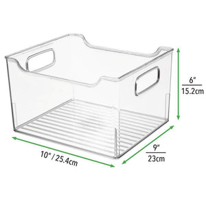 Featured mdesign plastic bathroom vanity storage bin box with handles deep organizer for hand soap body wash shampoo lotion conditioner hand towel hair brush mouthwash 10 long 8 pack clear