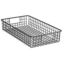 Load image into Gallery viewer, Heavy duty mdesign household metal wire cabinet organizer storage organizer bins baskets trays for kitchen pantry pantry fridge closets garage laundry bathroom 16 x 9 x 3 4 pack matte black
