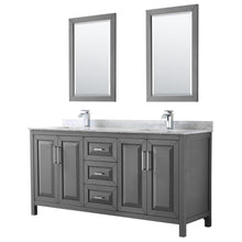 Load image into Gallery viewer, Buy now wyndham collection daria 72 inch double bathroom vanity in dark gray white carrara marble countertop undermount square sinks and 24 inch mirrors