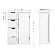 Load image into Gallery viewer, Latest homfa bathroom floor cabinet wooden side storage organizer cabinet with 4 drawer and 1 cupboard freestanding unit for better homes and gardens offic