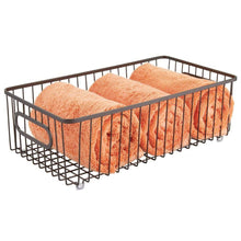 Load image into Gallery viewer, Best seller  mdesign metal bathroom storage organizer basket bin farmhouse wire grid design for cabinets shelves closets vanity countertops bedrooms under sinks large 4 pack bronze