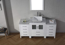 Load image into Gallery viewer, Best seller  virtu usa dior 60 inch single sink bathroom vanity set in white w square vessel sink italian carrara white marble countertop single hole polished chrome 1 mirror ks 70060 wm wh