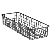 Load image into Gallery viewer, Top mdesign household wire drawer organizer tray storage organizer bin basket built in handles for kitchen cabinets drawers pantry closet bedroom bathroom 16 x 6 x 3 4 pack matte black