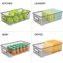 Load image into Gallery viewer, Budget friendly mdesign metal bathroom storage organizer basket bin farmhouse wire grid design for cabinets shelves closets vanity countertops bedrooms under sinks large 4 pack bronze