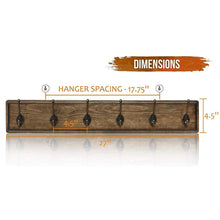 Load image into Gallery viewer, Home argohome coat rack wall mounted wooden 27 coat hooks scroll hook 6 rustic hooks solid pine wood perfect touch for entryway bathroom closet room