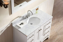 Load image into Gallery viewer, Try ariel cambridge a043s wht 43 single sink solid wood bathroom vanity set in grey with white 1 5 carrara marble countertop
