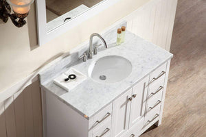 Try ariel cambridge a043s wht 43 single sink solid wood bathroom vanity set in grey with white 1 5 carrara marble countertop