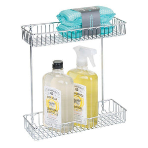 Shop interdesign classico metal 2 tier shelf under sink organizer for kitchen bathroom cabinets 16 75 x 4 25 x 13 chrome