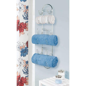 Featured mdesign wall mount metal wire towel storage shelf organizer rack holder with 6 compartments shelves for bathroom towels 2 pack chrome