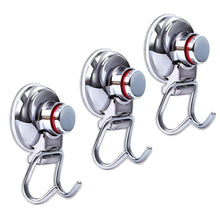 Load image into Gallery viewer, Latest suction cup hooks heavy duty vacuum hook wall suction hooks for flat smooth wall bathroom kitchen towel robe loofah stainless steel chrome pack of 3