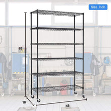 Load image into Gallery viewer, Top rated bestoffice 6 tier wire shelving unit heavy duty height adjustable nsf certification utility rolling steel commercial grade with wheels for kitchen bathroom office 2100lbs capacity 18x48x82 black
