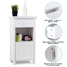 Load image into Gallery viewer, Exclusive tangkula bathroom floor storage cabinet wooden storage cabinet for home office living room bathroom one drawer cupboard organize freestanding cabinet white