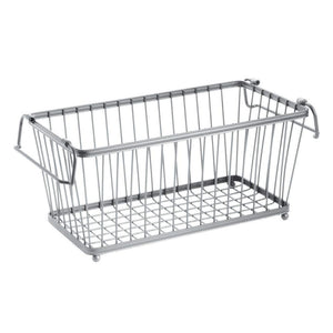 Organize with mdesign household stackable metal wire storage organizer bin basket with built in handles for kitchen cabinets pantry closets bedrooms bathrooms 12 5 wide 6 pack silver