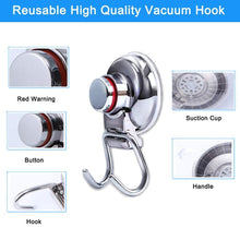 Load image into Gallery viewer, Products suction cup hooks heavy duty vacuum hook wall suction hooks for flat smooth wall bathroom kitchen towel robe loofah stainless steel chrome pack of 3