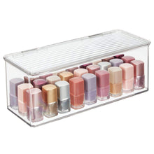 Load image into Gallery viewer, Select nice mdesign makeup storage organizer box for bathroom vanity countertops drawers holds beauty blenders eyeshadow palettes lipstick lip gloss makeup brushes hinged lid 13 4 long 4 pack clear