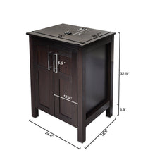 Load image into Gallery viewer, Online shopping 24 inches traditional bathroom vanity set in dark coffee finish single bathroom vanity with top and 2 door cabinet brown glass sink top with single faucet hole