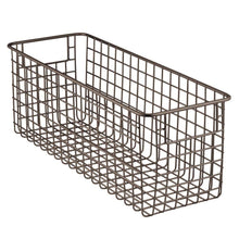 Load image into Gallery viewer, Organize with mdesign bathroom metal wire storage organizer bin basket holder with handles for cabinets shelves closets countertops bedrooms kitchens garage laundry 16 x 6 x 6 4 pack bronze
