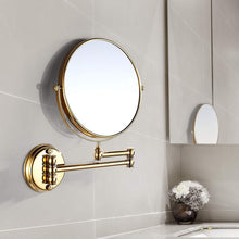 Load image into Gallery viewer, Great makeup mirror wall mount 8 inch dual side with 1x 5x magnification bathroom magnifying mirror two side 360 swivel cosmetic face mirror extendable vanity mirrors luxury brass gold marmolux acc
