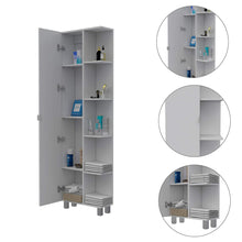 Load image into Gallery viewer, Discover tuhome urano storage cabinet linen cabinet bathroom cabinet with 5 open external storage shelves and 1 cabinet w 3 adjustable shelves
