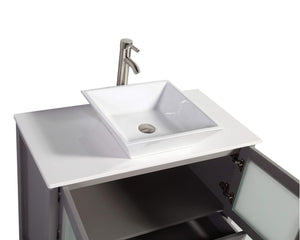 Best vanity art 30 inch single sink bathroom vanity combo free mirror compact 2 door 2 drawer bathroom cabinet white ceramic top gray va3130