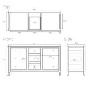 Buy maykke cecelia 60 bathroom vanity cabinet 2 door 3 drawer solid birch wood frame white finish new england style double surface mounted vanity base cabinet only with tapered legs ysa1146001