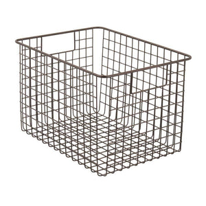 Best seller  mdesign large farmhouse deco metal wire storage organizer basket bin with handles for organizing closets shelves and cabinets in bedrooms bathrooms entryways hallways 8 high 4 pack bronze