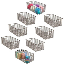 Load image into Gallery viewer, Amazon mdesign farmhouse decor metal wire bathroom organizer storage bin basket for cabinets shelves countertops bedroom kitchen laundry room closet garage 16 x 9 x 6 in 8 pack bronze