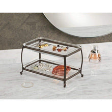 Load image into Gallery viewer, Featured interdesign york plastic free standing double vanity tray 2 shelves storage for countertops desks dressers bathroom 10 5 x 6 5 x 6 bronze and clear