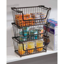 Load image into Gallery viewer, Select nice mdesign modern farmhouse metal wire household stackable storage organizer bin basket with handles for kitchen cabinets pantry closets bathrooms 12 5 wide 6 pack bronze