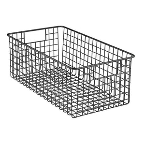 Select nice mdesign farmhouse decor metal wire food organizer storage bin basket with handles for kitchen cabinets pantry bathroom laundry room closets garage 16 x 9 x 6 in 4 pack matte black
