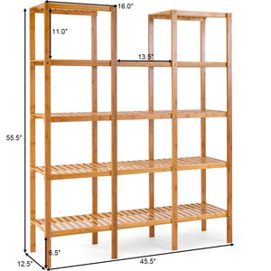 Kitchen costway bamboo utility shelf bathroom rack plant display stand 5 tier storage organizer rack cube w several cell closet storage cabinet 12 pots