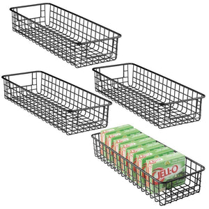 The best mdesign household wire drawer organizer tray storage organizer bin basket built in handles for kitchen cabinets drawers pantry closet bedroom bathroom 16 x 6 x 3 4 pack matte black