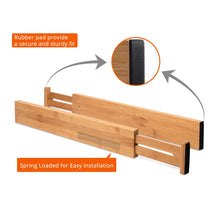 Load image into Gallery viewer, Online shopping luckyshe bamboo drawer dividers adjustable spring kitchen drawer dividers expandable eco friendly drawer organizers and dividers for kitchen dresser bathroom desk bedroom pack of 4