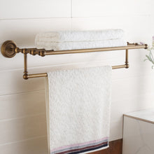 Load image into Gallery viewer, Latest marmolux acc morocc series 3420 ab 24 inch towel shelf with bar storage holder for bathroom antique brass brushed bronze