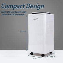 Load image into Gallery viewer, Discover ivation 11 pint small area compressor dehumidifier with continuous drain hose air purifier ionizer for smaller spaces bathroom attic crawlspace and closets for spaces up to 216 sq ft