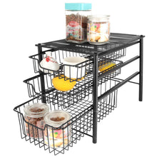Load image into Gallery viewer, Discover 3s sliding basket organizer drawer cabinet storage drawers under bathroom kitchen sink organizer tier black