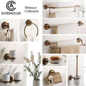 Great marmolux acc morocc series 3420 ab 24 inch towel shelf with bar storage holder for bathroom antique brass brushed bronze