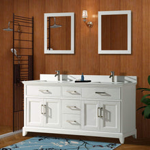 Load image into Gallery viewer, Cheap vanity art 72 inch double sink bathroom vanity set super white phoenix stone soft closing doors undermount rectangle sinks with two free mirror va1072 dw