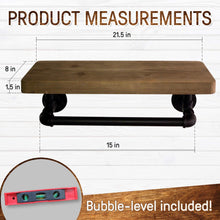 Load image into Gallery viewer, The best industrial pipe shelves with towel rack diy floating wood shelves and metal bracket pipes rustic mounted wall shelf for bathroom kitchen living room bedroom decorative farmhouse shelving units