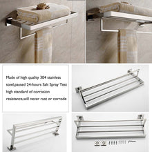 Load image into Gallery viewer, On amazon deluxe 24 inch 304 stainless steel bathroom dual layers towel bar shelves holder chrome polishing mirror polished wall mounted