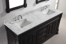 Load image into Gallery viewer, Home virtu usa gd 4072 wmsq dw huntshire 72 double bathroom vanity with marble top and square sink with mirrors 72 inches dark walnut