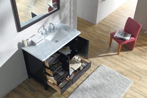 Budget ariel cambridge a043s r cwr esp 43 inch right offset single sink bathroom vanity set in espresso with carrara marble countertop rectangular sink