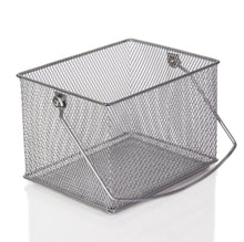 Load image into Gallery viewer, Shop ybm home mesh wire food storage organizer bin basket with handle for kitchen pantry cabinets bathroom laundry room closets garage rectangle metal farmhouse mesh basket 6 pack