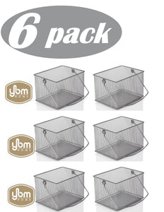 Related ybm home mesh wire food storage organizer bin basket with handle for kitchen pantry cabinets bathroom laundry room closets garage rectangle metal farmhouse mesh basket 6 pack