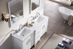 Amazon ariel e073d wht hollandale 73 solid wood double sink bathroom vanity set in white with white carrara marble countertop and mirror